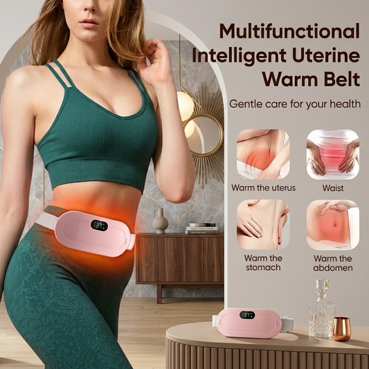 Portable Menstrual Heating Pad for Period Pain Relief | Electric Waist Belt with 3 Heat Levels & 4 Vibration Massage Modes for Women