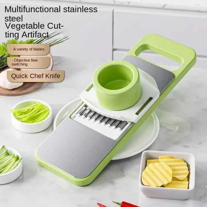 5-in-1 Multifunctional Vegetable Cutter & Slicer | Stainless Steel Manual Mandoline Slicer for Kitchen | Shredder, Grater & Chopper