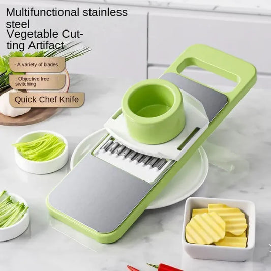 5-in-1 Multifunctional Vegetable Cutter & Slicer | Stainless Steel Manual Mandoline Slicer for Kitchen | Shredder, Grater & Chopper